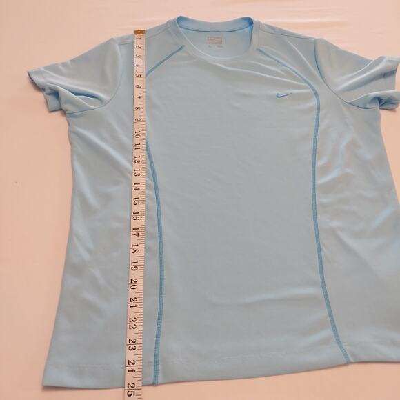 NIKE Youth Large Short Sleeve BLUE TOP Mesh SWOOSH LOGO Dri-Fit - Picture 5 of 8